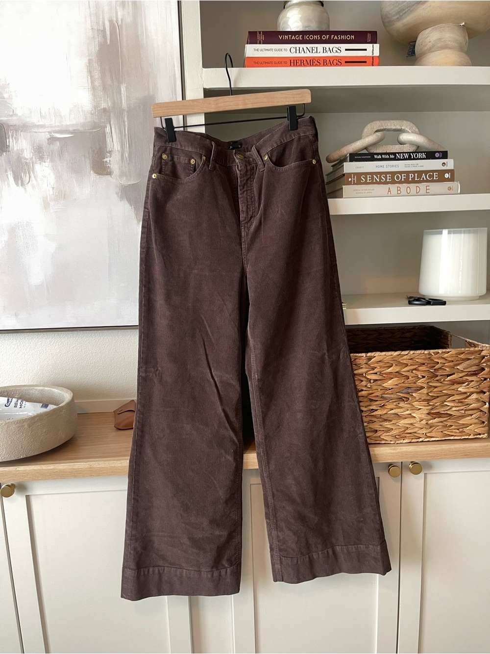J. Crew Wide-Leg Corduroy Pants in Chocolate Brown